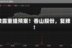 披露重组预案！香山股份，复牌！