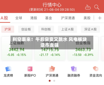 利空袭来！午后突变又跳水 风电板块逆市走强