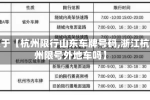 关于【杭州限行山东车牌号码,浙江杭州限号外地车吗】