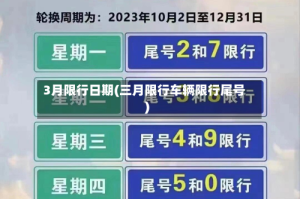 3月限行日期(三月限行车辆限行尾号)