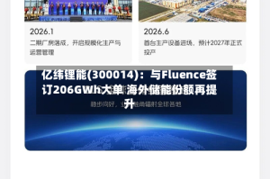 亿纬锂能(300014)：与Fluence签订206GWh大单 海外储能份额再提升
