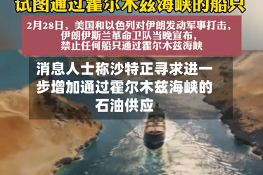 消息人士称沙特正寻求进一步增加通过霍尔木兹海峡的石油供应