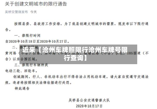 近来【沧州车牌照限行沧州车牌号限行查询】-第2张图片