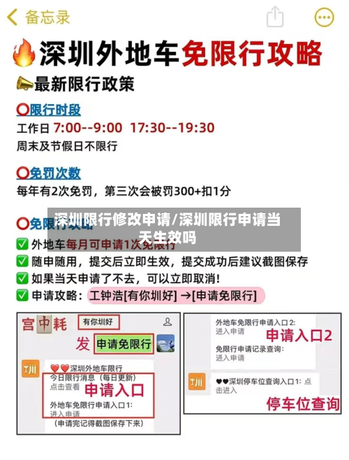 深圳限行修改申请/深圳限行申请当天生效吗-第2张图片