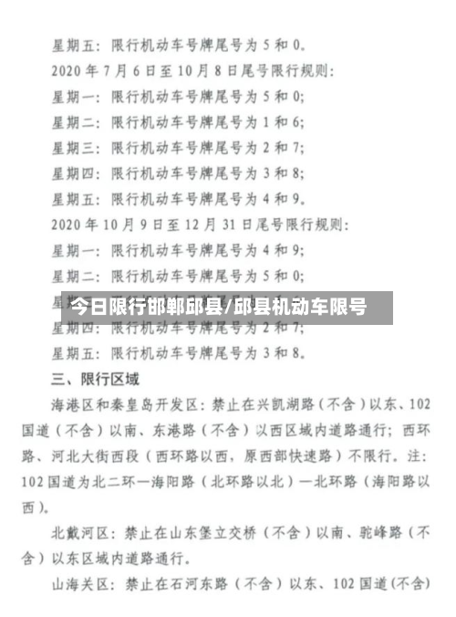 今日限行邯郸邱县/邱县机动车限号-第1张图片
