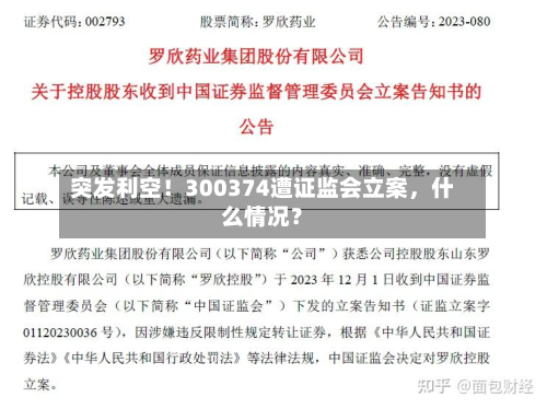 突发利空！300374遭证监会立案	，什么情况？-第2张图片
