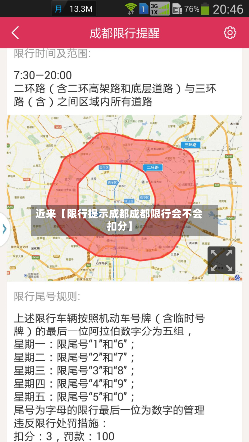 近来【限行提示成都成都限行会不会扣分】-第1张图片